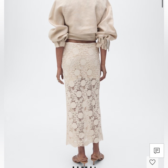 Mango Beige Crochet Midi Skirt - Picture 6 of 6